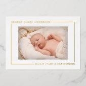 Eenvoudig Chic Real Folie Foto geboorteaankondigin Uitnodiging (Voorkant)