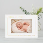 Eenvoudig Chic Real Folie Foto geboorteaankondigin Uitnodiging (Staand Voorkant)