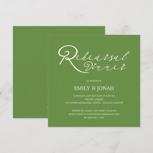 Eenvoudig Chic Rehearsal Dinner Uitnodiging (Voorkant / Achterkant)