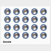 Eenvoudig Chic Save the Date Trouwfoto Blauw Ronde Sticker (Vel)