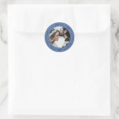 Eenvoudig Chic Save the Date Trouwfoto Blauw Ronde Sticker (Tas)