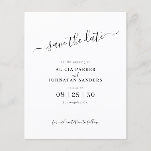 Eenvoudig chic script bruiloft save the date (Voorkant)