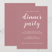 Eenvoudig Chic Script Dusty Roos Dinner Party Kaart (Voorkant / Achterkant)