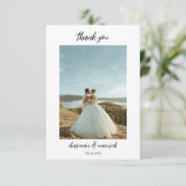 Eenvoudig Chic Script Foto Bedankkaart (Staand voorkant)