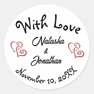 Eenvoudig Chic Script Huwelijk Met Liefde Favor La Ronde Sticker