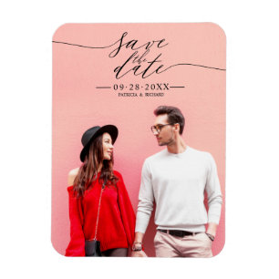 Eenvoudig Chic Script  Huwelijk Save The Date Foto Magneet