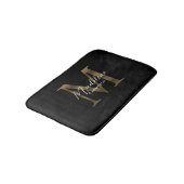 Eenvoudig Chic Script Metallic Zwart Goud Monogram Badmat (Gekanteld)