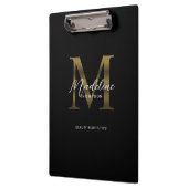 Eenvoudig Chic Script Metallic Zwart Goud Monogram Klembord (Links)