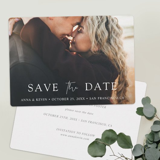 Eenvoudig Chic Script Modern Photo Wedding Save The Date