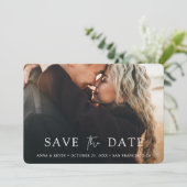 Eenvoudig Chic Script Modern Photo Wedding Save The Date (Staand voorkant)