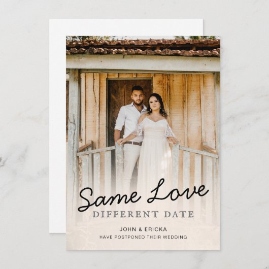 Eenvoudig Chic Script Photo Weddenschap Postponeme Aankondiging (Voorkant / Achterkant)