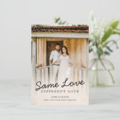 Eenvoudig Chic Script Photo Weddenschap Postponeme Aankondiging (Staand voorkant)