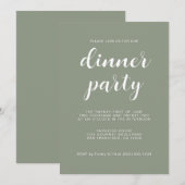 Eenvoudig Chic Script Sage Green Dinner Party Kaart (Voorkant / Achterkant)