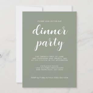 Eenvoudig Chic Script Sage Green Dinner Party Kaart