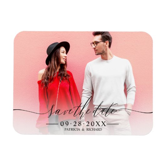 Eenvoudig Chic Script Trouw Save The Date Foto Magneet (Horizontaal)