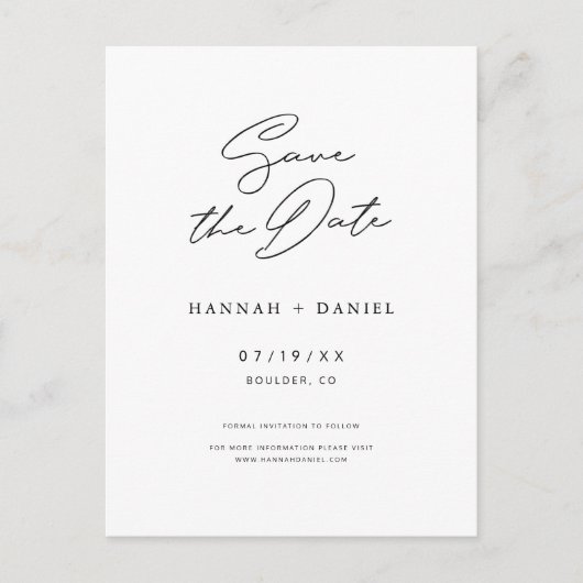 Eenvoudig Chic Script Weddenschap Save the Date Uitnodiging Briefkaart (Voorkant)