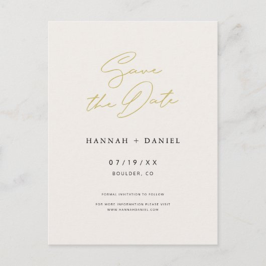 Eenvoudig Chic Script Weddenschap Save the Date Uitnodiging Briefkaart (Voorkant)