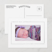 Eenvoudig Chic Silver Foil Foto geboorteaankondigi Aankondigingskaart (Voorkant / Achterkant)