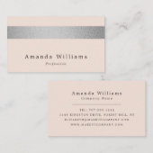 Eenvoudig Chic Silver Foil Stripe op Blush Pink Visitekaartje (Voorkant / Achterkant)