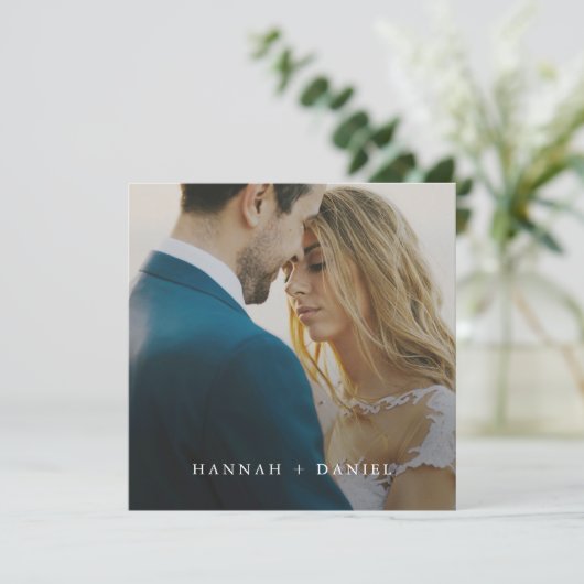 Eenvoudig Chic Square Weddenschap Save the Date Sj (Staand voorkant)