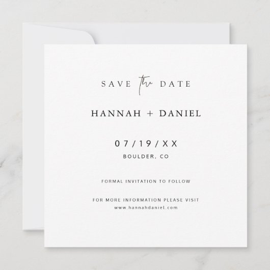 Eenvoudig Chic Square Weddenschap Save the Date Sj (Achterkant)