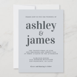 Eenvoudig Chic Typography Pastel Blue Wedding Kaart