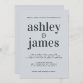 Eenvoudig Chic Typography Pastel Blue Wedding Kaart (Voorkant / Achterkant)