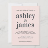 Eenvoudig Chic Typography Pastel Pink Wedding Kaart (Voorkant)