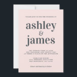 Eenvoudig Chic Typography Pastel Pink Wedding Kaart<br><div class="desc">Eenvoudige en chic bruiloft-uitnodigingen zijn niet-zwart, stijlvol, elegant en modern, op een pastelroze achtergrond. Voeg gewoon je trouwgegevens toe. Exclusief voor u ontworpen door Happy Dolphin Studio. Neem contact met ons op via happydolphinstudio@outlook.com als je hulp of overeenkomende producten nodig hebt. We helpen je graag om van je bruiloft de...</div>
