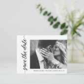 Eenvoudig chic Verloving Photo Weddenschap Save th Briefkaart (Staand voorkant)