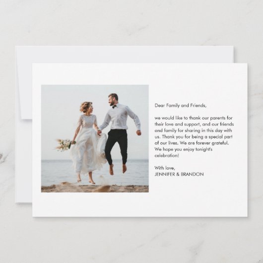 Eenvoudig chic Wedding Dank je foto Bedankkaart (Achterkant)