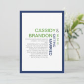 Eenvoudig Chic Wedding Invitations / Navy Limoen Kaart (Staand voorkant)