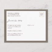 Eenvoudig Chic Wedding sparen de Datum Foto Briefk Aankondigingskaart (Achterkant)