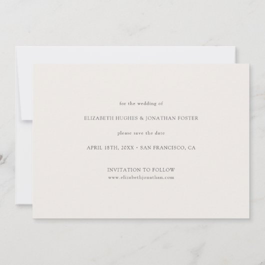 Eenvoudig Chic Wedding sparen de Datum Kaart met F (Achterkant)