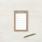 Eenvoudig Chic Weekly Planner | Rustic Burlap Post-it® Notes (Op bureau)