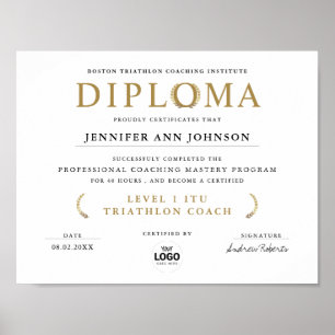 Eenvoudig Chic White Afstudeerder Diploma Gold Lau Poster