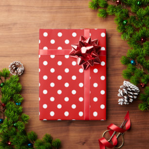 Eenvoudig Chic Wit Stippenpatroon Op Rood Cadeaupapier