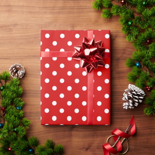 Eenvoudig Chic Wit Stippenpatroon Op Rood Cadeaupapier (Feestdagen Geschenken)