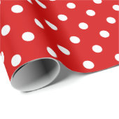 Eenvoudig Chic Wit Stippenpatroon Op Rood Cadeaupapier (Rol Hoek)