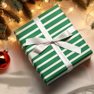 Eenvoudig chic wit strepenpatroon op groen cadeaupapier