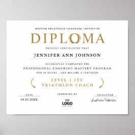 Eenvoudig Chic Witte Afstudeerdiploma Gouden Lauwe Poster