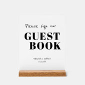 Eenvoudig Chic Zwart-wit teken ons gastenboek Acryl Bord (Voorkant)