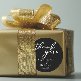 Eenvoudig Chic Zwarte Bruiloft Ronde Sticker