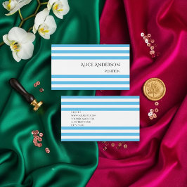 Eenvoudig Chick Blue Stripes Geometrisch Chique Visitekaartje