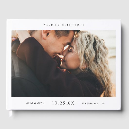 Eenvoudig chique bruiloft gastenboek met foto (Voorkant)
