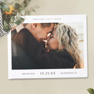 Eenvoudig chique bruiloft gastenboek met foto