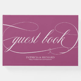 Eenvoudig chique cassis bruiloft gastenboek
