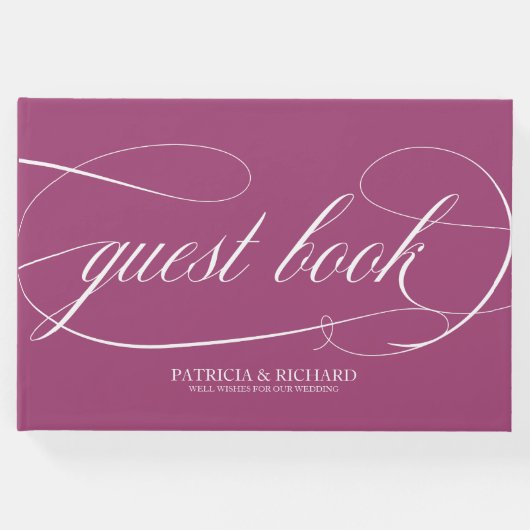 Eenvoudig chique cassis bruiloft gastenboek (Voorkant)