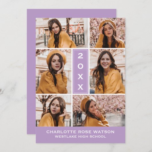 EENVOUDIG CHIQUE FOTOCOLLAGE AFSTUDEREN UITNODIGIN KAART (Voorkant / Achterkant)