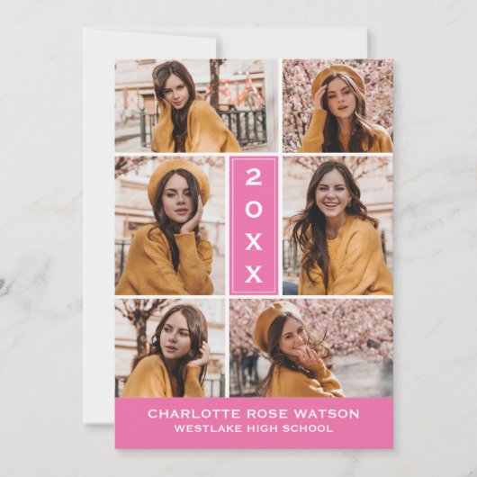 EENVOUDIG CHIQUE FOTOCOLLAGE AFSTUDEREN UITNODIGIN KAART (Voorkant)